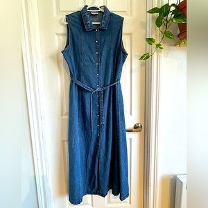 Vintage JESSICA embroidered denim dress with tie back